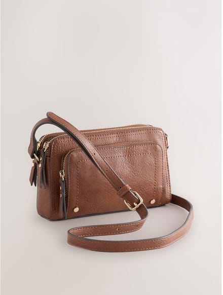 Next - Dames - Crossbodytas met dubbele rits - Bruin