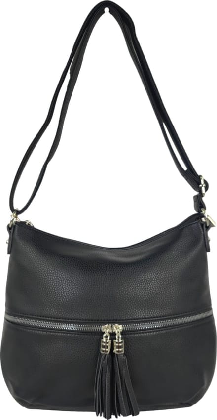 Flora&Co - schoudertas/crossbody tas - zwart- instelbare draagriem