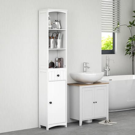 Pugsdrly Badkamermeubel met 3 legplanken 1 lade robuust MDF wit