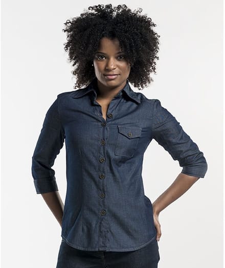 Chaud Devant Serviceblouse Lady Blue Denim Maat:XL