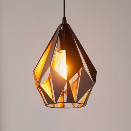 EGLO Carlton 1 Hanglamp - E27 - Ø 20,5 cm - Zwart/Koper