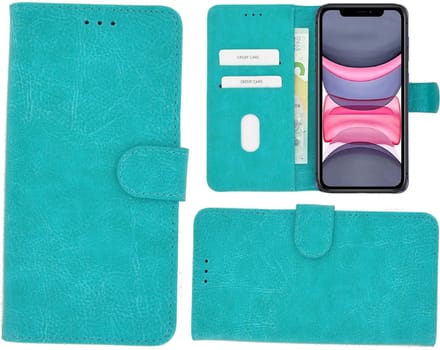 Geschikt voor iPhone 12 Pro Max Hoesje - Book Case Wallet Turquoise Cover