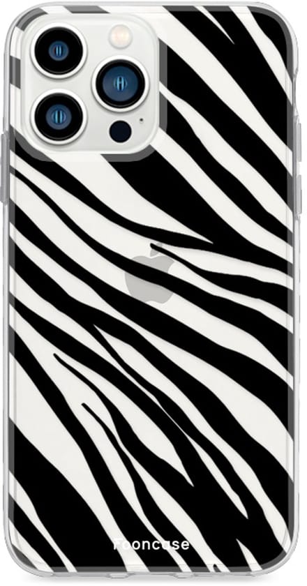 Fooncase Hoesje Geschikt voor iPhone 13 Pro Max - Shockproof Case - Back Cover / Soft Case - Zebra print