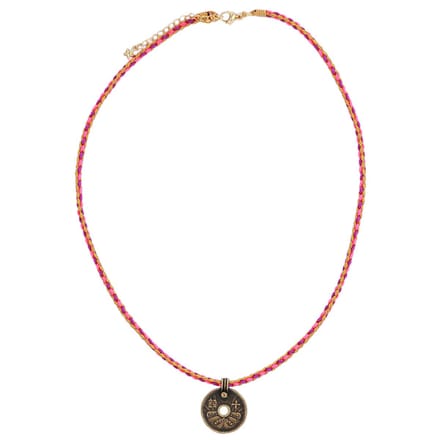 Ketting tibetan amulet pink