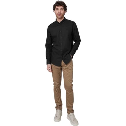 Threadbare Herenoverhemd met knopen, standaardpasvorm (Zwart)