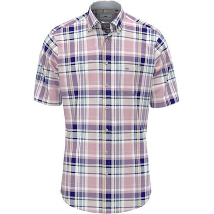 Fynch-Hatton Overhemd Multicolor Check Short Sleeve Button-Down Light Peony-Multi / male