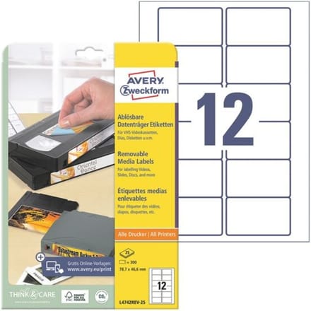 Etiket Avery ILK 78 - 7x46 - 6mm wit NP 25 vel 12 etiketten per vel