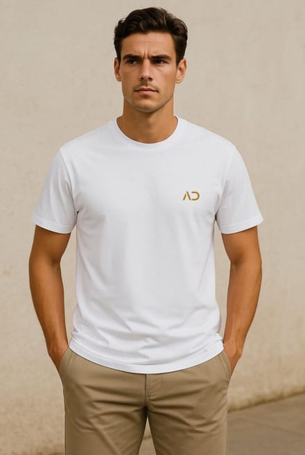 ASTRADAVI Herenmode - Premium katoenen T-shirts - Ronde hals standaard pasvorm - Wit / Medium