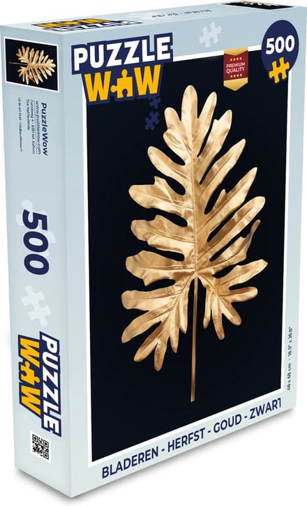 Puzzel Bladeren - Herfst - Goud - Zwart - Natuur - Luxe - Legpuzzel - Puzzel 500 stukjes