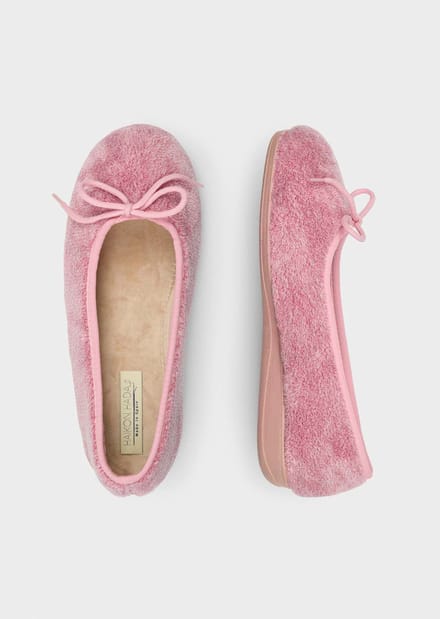 Ballerinapantoffels met strik - rosé - Gr. 37 van Goldner Fashion