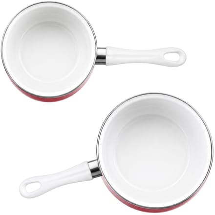 Alessandro Cuisine steelpannen set - D14 en D18 cm - rood/wit - rvs