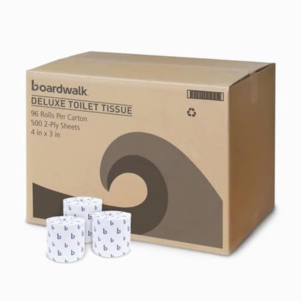 Badkamer Tissue 2-Ply Wit 500 Vellen per Rol - 4 x 3 Vel - Verpakking van 96 Rollen