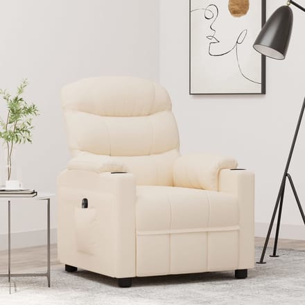 vidaXL - Fauteuil - verstelbaar - elektrisch - stof - crèmekleurig