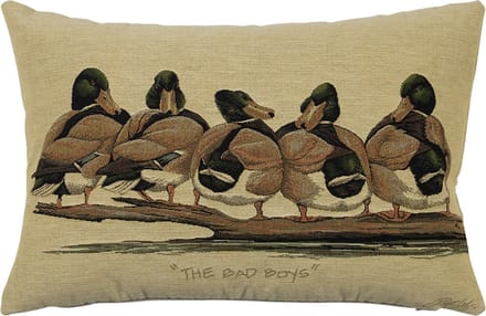 gobelin kussen eenden bruin bad boys 30x45cm