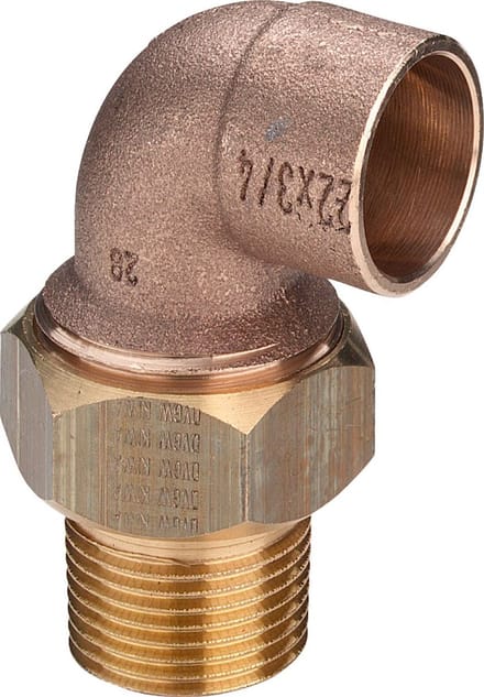 Viega Overgangskoppeling 90 graden, d 54mm, R 2 roodkoper, messing Model 94098G, 146450