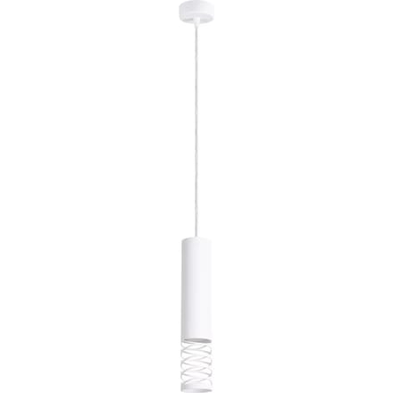 Hanglamp LAMI 1 met opengewerkte spiraalkap - Sollux Lighting - IP20 - Wit staal behuizing - 8 x 8 x 125 cm - 1 x GU10 LED, exclusief lichtbron - Max. 10 W - Moderne hanglamp voor woonkamer, slaapkamer en eetkamer
