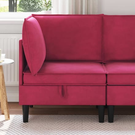 vidaXL - Sofa - met - opslag - Wijnrood - Fluweel