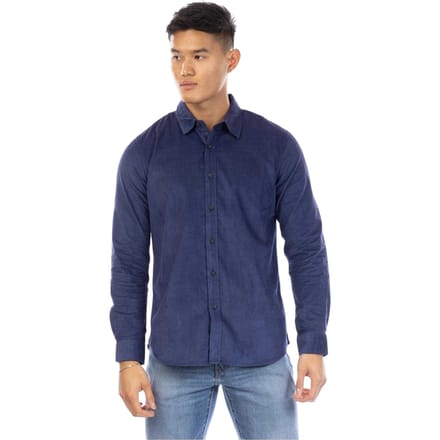 Peter Werth Heren Corduroy overhemd met kraag (Marine)