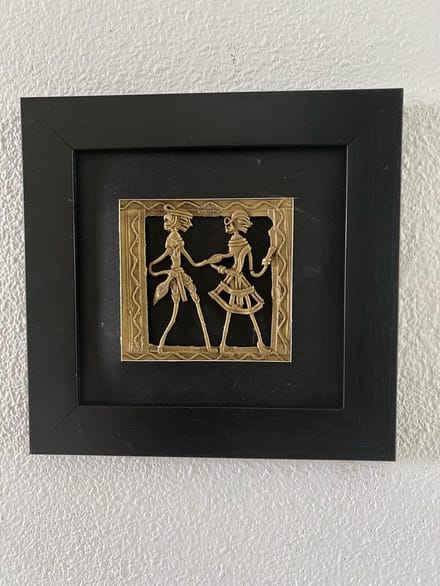 Chaque Decor Warli Brass Figurine Wall Art] Painting (With Frame)
