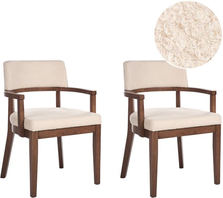 DALBO - Eetkamerstoel set van 2 - Bruin/Lichtbeige - Bouclé