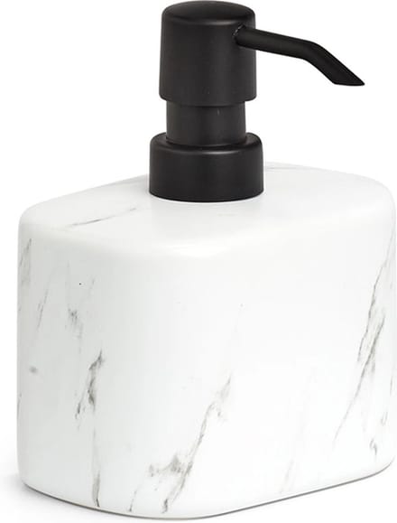 Zeller Zeeppompje/dispenser - keramiek - wit marmer look luxe - 13 cm