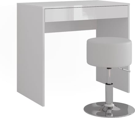 Vicco Sherry Kaptafel – 81.4 cm met kruk Wit/wit hoogglans