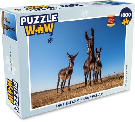 Puzzel Drie ezels op landschap - Legpuzzel - Puzzel 1000 stukjes volwassenen