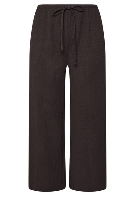 Yours Chocoladebruine Crinkle Broek Met Wijde Pijpen Size Regular > 42