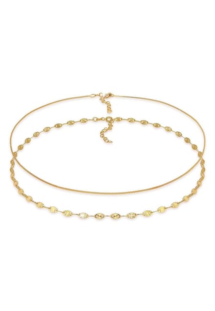 Elli - Halsketting - Dames Choker Set Venetiaanse Ketting Platelet Basic Verstelbaar in 925 Sterling Zilver - Dames