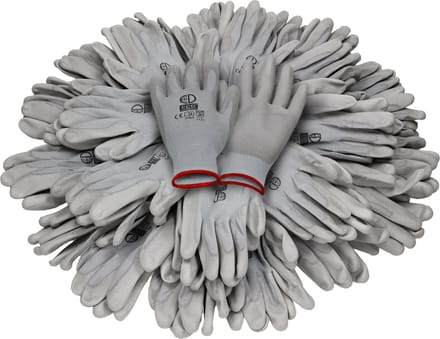 Werkhandschoenen 24 Paar met PU-coating Grijs Maat S