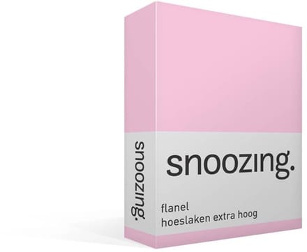 Snoozing - Flanel - Hoeslaken - Eenpersoons - Extra Hoog - 70x200 cm - Roze