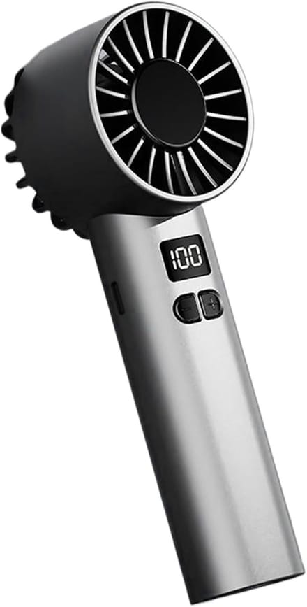 Handventilator-handventilator oplaadbaar-draagbare handventilator - handventilator oplaadbaar-draagbare ventilator - 100 windsnelheden LED-display - Oplaadbaar - Grijs - 6,5x6,2x17 cm
