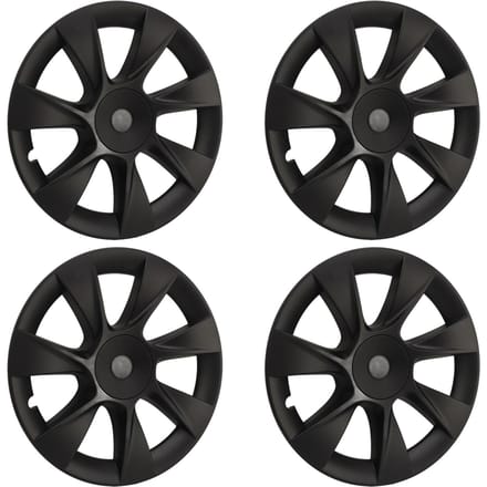 4 Pièces Cache Moyeu de Roue Noir Mat Automobile Protection de Jante Couvrante Remplacement pour Roues 19 Pouces Tesla Model Y 2020 black