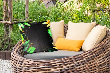 Buitenkussen Weerbestendig - Bladeren - Groen - Geel - Verf - Jungle - 50x50 cm