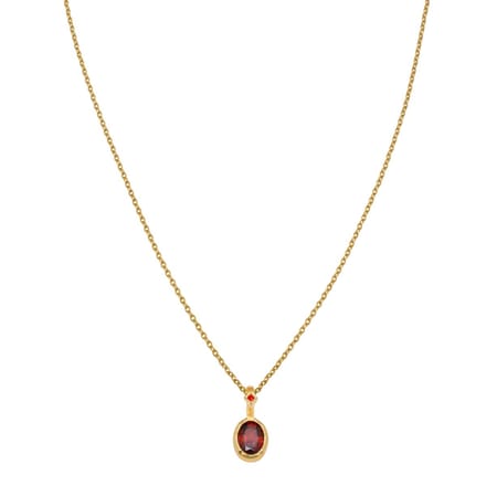Essenza Red Oval Charm Necklace Gold