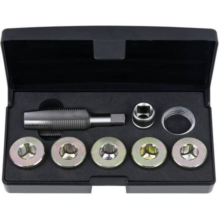KS Tools 150.4945 Olieaftapschroef-schroefdraadreparatieset, 12-delig M22 x 1,5