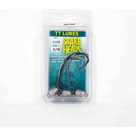 Tackle Tactics TT Snake Head Jig Head 1/12 oz 2/0 XH 3/pak (0589) white