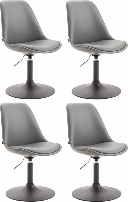 CLP Maverick Set van 4 Eetkamerstoelen - Kunstleer grijs zwart