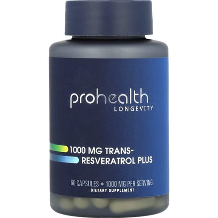 ProHealth Longevity, Trans-Resvératrol Plus, 1 000 mg, 60 capsules (500 mg par gélule)