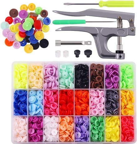 384 Stuks Snap Studs en Plastic Knopen met Pliers Set voor Kleding, Bovenkleding en Handwerk