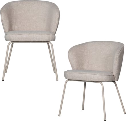 WOOOD Admit Eetkamerstoelen - Polyester - Pebble - Set van 2