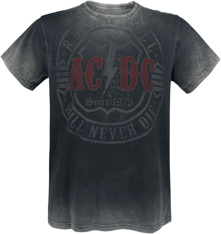 AC/DC T-shirt - Rock & Roll - Will Never Die - M tot 4XL - voor Mannen - donkergrijs