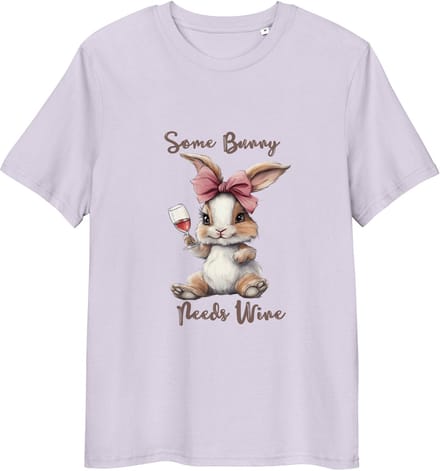 Komisch en Lief Funny Bunny T Shirt - Some Bunny Needs Wine Print - Dames Heren - Lila - S