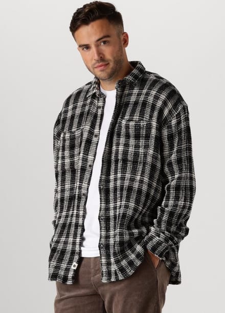 Anerkjendt Aklouis Structure Check Shirt Overshirts Heren - Zwart - Maat L