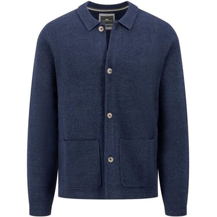 Fynch-Hatton Vest Cotton Wool Knit Large Buttons Navy / male