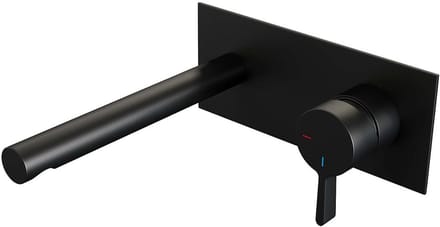 Brauer Black Edition Inbouw Wastafelmengkraan met Rechte Uitloop en Afdekplaat Model E1 Mat Zwart
