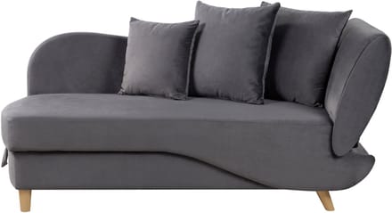 BELIANI MERI II - Chaise longue opberg - Donkergrijs - Rechterzijde - Fluweel