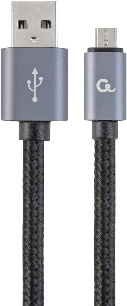 Micro-USB kabel katoen, 1.8 meter zwart, Blister
