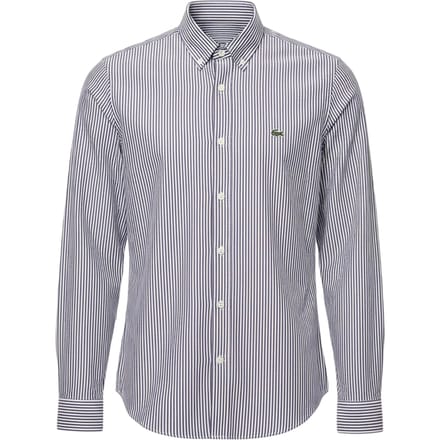 Lacoste Heren Gestreept Normaal Overhemd Met Lange Mouwen (Wit/Zwaar)