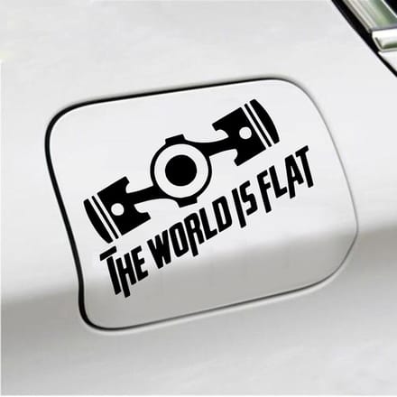Bumpersticker - The World Is Flat - 14 X 19 - Zwart